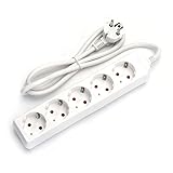 5-Fach Steckdosenleiste ohne Schalter 5m 3G 1,5mm² Weiss für mehrere elektrische Geräte und Stromkreisschutz