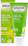 WELEDA Bio Handcreme Citrus - 2in1 Naturkosmetik Handpflege / Nagelpflege Creme für trockene Hände & brüchige Nägel, Nachhaltige Unisex Feuchtigkeitscreme mit Zitrone & Litsea Cubeba Duft (1x50ml)