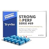 60 Blaue Kapseln für Männer | Schnell einsetzende Formel für einen aktiven Lebensstil | Mit Ginseng, Maca, Arginin, Citrullin & Zink | TRYVITE STRONG&PERF
