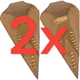 KOVA® 2X Spaltgranate ca.1,6kg Hochwertiger Spaltkeil Keil-Kreuzform Spezialstahl für Holzspaltung Holz Spaltaxt Spalthammer Holzspalter Spaltwerkzeug Drehspaltkeil Drehkeil Fällkeil, Gold