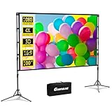 GAINVANE Projektionsleinwand mit Ständer, 100 Zoll, tragbare Filmleinwand, 16:9, HD, 4K, doppelseitige Projektionsleinwand mit Tragetasche, für drinnen und draußen, Videoleinwand für Heimkino