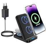 Wireless Charger Stand, 2 in 1 Induktive Ladestation Schnelles Kabelloses Ladegerät Handy Ständer für iPhone 16 15 14 13 12, Samsung Galaxy S24 S23 S22 S21, Google Pixel 9 Pro 8 a 7 6, AirPods Pro 2