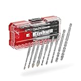 Original Einhell S-CASE 10-tlg. HM-Fliesenbohrer-Set (aus Werkzeugstahl, spezialgeschliffene Hartmetallplatte, Zentrierspitze, Zweifachspirale, E 6.3 Schaft inkl. Aufbewahrungsbox)