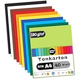 perfect ideaz - 40 Blatt Tonkarton DIN-A4, 10 Farben, Made in Germany, Blauer Engel zertifiziert