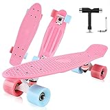 Skateboard, Funboard Penny Board Mini Cruiser Komplettboard Longboard Kickboard für Kinder Jungen Anfänger - HellPink