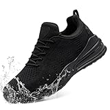 LARNMERN Wasserdicht Schuhe Laufschuhe Herren Sportschuhe Kochschuhe rutschfeste Turnschuhe Fashion Outdoor Casual Schuhe Fitness(Schwarz,42)