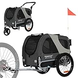 DOGGYHUT® Premium MEDIUM Hundefahrradanhänger & Jogger 2in1 Fahrradanhänger 80104 (Grau)