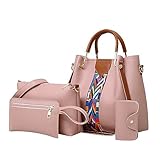 Leder -Rucksackbeutel für Frauen Slingbag für Männer 4pcs Frauen Crossbody Bag Ethnic Printing Retro Muster Handtasche Umhängetasche+Kartenpaket Leder Laptop Tasche Teenager Mädchen Schultaschen