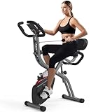 PASYOU F-Bike Heimtrainer, Klappbar Indoor Fahrrad mit 10 Stufen & 7 Sitzhöhen, 10 Magnetische Widerstandsstufen Ergometer Heimtrainer, 265LB/120KG Cardiotraining X-Bike für Zuhause