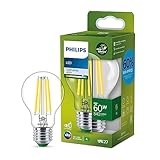 Philips LED Classic ultraeffiziente E27 Lampe, mit Energieeffizienzklasse A, ersetzt 60W, klar, kaltweiß