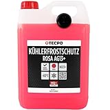 TECPO Kühlerfrostschutz Antifreeze AG13+, 5 Liter Kühlmittel rosa rot -40 C° Auto Kühlflüssigkeit Gebrauchsfertig LOBRID-Technologie bis zu 5 Jahre Lebensdauer