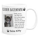 Katzenpapa Tasse Katze Geschenk personalisiert mit Foto Katzentasse Kaffeetasse für Katzenbesitzer & Katzenliebhaber Fototasse