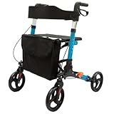 Leichter faltbarer Rollator mit Rückenlehne, höhenverstellbare Mobilitätshilfe für ältere oder behinderte Menschen, Gehgestell für verbesserte Stabilität und Unterstützung