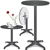 KESSER® - 2in1 Stehtisch klappbar Bistrotisch Aluminium Edelstahlplatte | höhenverstellbar | 70cm / 115cm | Partytisch Tisch Ø 60cm | In- & Outdoor | Hochzeit | Empfangstisch | Klapptisch, Anthrazit