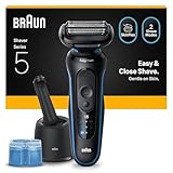 Braun Series 5 Elektrorasierer Herren, Nass- und Trockenrasur, Turbo und Standard Modus, Made in Germany, Rasierapparat mit SmartCare Reinigungsstation, Made in Germany, Wasserdicht, 52-B7000cc, Blau