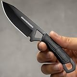 DRACHENADER Neck Knife Messer 42a konform Klein, Zweihandmesser, EDC-Messer, Fulltang, 6,9 cm Klingenlänge mit ABS-Scheide, schwarze Klinge + schwarzer Griff