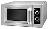 Caso C1000M Gewerbe-Mikrowelle mit Keramikboden, 1000 Watt, 25 L, Innenraum und Gehäuse aus Edelstahl 5 Leistungsstufen, für Großküchen und Gastro, silber