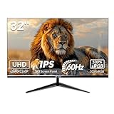 CRUA 32 Zoll IPS Gaming Monitor, UHD (3840 * 2160P) 4K 60HZ IPS 100% sRGB Professional Color Gamut Computer Monitor, 1msGTG with FreeSync, Low Blue Light, VESA Mountable(HDMI,DP)-Black