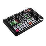 CLEADONG Kondensator Mikrofon, Mischpult Live-Soundkarte, Bluetooth Stereo Audio Mixer mit Soundboard, für Live Youtube Streaming, PC, Aufnahmestudio und Gaming