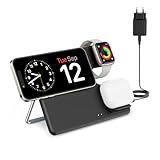 JoyGeek Ladegerät mit MagSafe, 3 in 1 Ladestation für Apple Watch und für iPhone 15/14/13/12/Plus/Pro Max, Faltbar Charging Station für iWatch 2-Ultra 2, Wireless Charger für AirPods 2-Pro 2-Schwarz