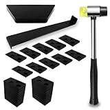 44 Stück Laminat Verlegeset, Vinyl Verlegeset Laminat Werkzeug Doppelseitiger Gummihammer mit 30 Montagekeile Zugeisen und Schlagklotz für Klick Vinyl Klicksystem Bodenwerkzeug Set