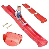 Kinderrutsche Outdoor 3 m lang für Kinder ab 3 Jahren, Podesthöhe 150 cm (+/- 5 cm) Gartenrutsche für Spielhaus & Spielturm als Wasserrutsche für den Garten geeignet (Rot)