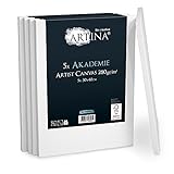 Artina FSC® Keilrahmen 5er Set Akademie 30x40 cm – Leinwand Set Maltuch aus 100% Baumwolle Leinwände 280 g/m² - Keilrahmenset Leinwand zum Bemalen für Acryl-, Aquarell-, Ölfarbe UVM