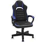 Flamaker Gaming Stuhl Bürostuhl Gamer Stuhl 150 kg Belastbarkeit Racing Stuhl Ergonomischer Computerstuhl Drehstuhl Rennstuhl Lederstuhl PC(Blau)