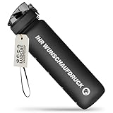 #teamludorf CAMPOS Trinkflasche 1L – BPA-frei, auslaufgehemmt & robust – personalisierbar – Sport Wasserflasche für Fitness, Schule & Büro – Tritan Kunststoff mit Handschlaufe (SCHWARZ)
