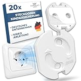 Hoffenbach 20x Steckdosen Kindersicherung – Steckdosensicherung mit Drehmechanik – Schutz für Babys & Kinder – Steckdosenschutz verhindert Unfälle & Stromschläge – Steckdose Kinderschutz – Weiß