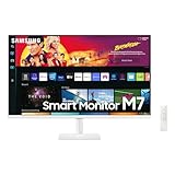 Samsung M7 Smart Monitor S32BM701UU, 32 Zoll, VA-Panel, Bildschirm mit Lautsprechern, 4K UHD-Auflösung, Bildwiederholrate 60 Hz, 3-seitig fast rahmenloses Design, TV Apps mit Fernbedienung