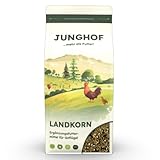 Junghof Landkorn | 1,5 kg | Ergänzungsfuttermittel für Geflügel | Enthaltenes Leinöl kann für EIN staubfreies Futter Sorgen | Für eine artgerechte Fütterung | Körnermischung