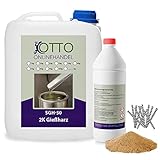 SGH-50 Gießharz (3 kg) Set zum Estrich reparieren (inkl. Estrichklammern und Quarzsand) farbloses 2K Epoxidharz Injektionsharz Vergussmasse Laminierharz zum Risse verharzen