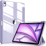 Fintie Hybrid Hülle für iPad Air 11 Zoll M3 2025/ M2 2024, iPad Air 5/4 Gen (2022/2020) 10,9 Zoll mit Stifthalter - Stoßfeste Schutzhülle mit transparenter Hartschale auf der Rückseite, Pastellviolett