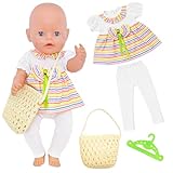 Atomvia Babypuppenkleidung für 35-43 cm Puppen, 4-teiliges Outfit inklusive Oberteil + Hose + Crossbody-Tasche + Kleiderbügel für 14-18 Zoll Puppen (Ohne Puppe)