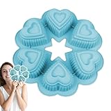 Herz-Kuchenform – Schokoladenform mit Herz, Silikon-Kuchenform in Herzform | Backform in Herzform mit 6 Löchern, C-Backform