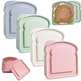 ZQZXD 4 Stück Sandwich-Behälter Sandwich-Box Lebensmittel Lagerung Toast Form Halter Kunststoff Brot Sandwich Keeper Prep Mikrowelle spülmaschinenfest