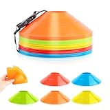 VFANDV Fussball Hütchen Set, 50 Stück Sport Hütchen 5 Farben Hütchen Fussball Set, Runde Markierungshütchen für Hockey, Fussball, Eislaufen, Handball, Koordinationstraining