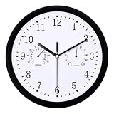 Nybhyjka Wetterfeste Outdoor-Uhr, Außenuhren Wetterfest Mit Thermometer Und Hygrometer, wasserdichte Gartenuhr Outdoor-Wanduhren, 10 Zoll Leicht Ablesbare Dekorative -Uhr