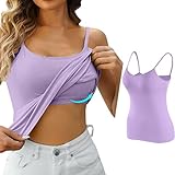 Kobilee Gym Top Damen Fitness Crop Sportshirt mit Integriertem BH Anti Schweiß Sport Shirts Sommer Locker Unterhemden Ärmellos Tanktops Racerback Yoga Shirt for Yoga Jogging Laufen Workout