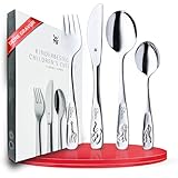 WMF Kinderbesteck mit Gravur 4-teilig - Tiere Motiv - Personalisiertes Kinderbesteck Edelstahl, Kinder Besteck Set ab 3 Jahre, Cromargan poliert, Universalverpackung