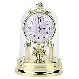 Kaminuhren Europäische Retro-Stil Wohnzimmer Uhr Antik Silent Tischuhr Für Wohnzimmer Schlafzimmer Büro Wohnkultur 11 x 17 cm,Gold (Gold)