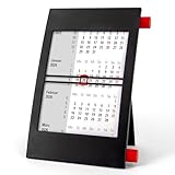 3-Monatskalender Tisch 2026 2027 - Büro & Homeoffice Tischkalender mit Drehmechanik - 2-Jahres-Kalender - schwarz/rot - Truento