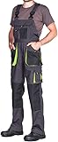 MAZALAT work wear Arbeitshosen männer, Arbeitslatzhose Herren mit Kniepolstertaschen, Größen S-XXXL, Latzhose herren, Arbeitshose Latzhose arbeits Latzhose Qualitat Schwarz/Grün 52