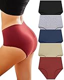 FINETOO 3/5er Pack Perioden Unterwäsche Damen Hohe Taille Baumwoll Unterhosen Menstruation Slips Frauen Hipster Set High Waist Slip Panties Bikini Mehrpack S-XL