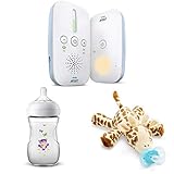 Philips Avent Audio-Babyphone SCD503/26 Geschenk - Set mit Natural Flasche Hippo - Design und Schnullertier Giraffe