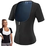 AOKLEY Sauna-Schwitzanzug für Damen - Taillentrainer-Weste für Damen - Sweat Tank Top Workout Body Shaper für Frauen mit Reißverschluss