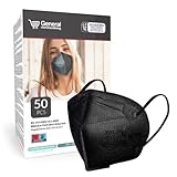 general merchandising Schwarze 50 Stück FFP2-Masken Zertifiziert CE 0598 | FFP2 Maske Schwarz 50 Stück einzeln versiegelt 5 Schutzschichten PFE ≥ 99% - mit 50 Ohrhaken…