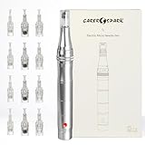 CARER SPARK Auto Dermapen Elektrisch Microneedling Pen für Anti Aging Skin Device 0.25mm-2.0mm mit 5 Geschwindigkeitsstufen für Faltenentfernung Falten Stretch Marks (Inkl. 12 Nadeln Patronen)