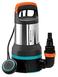 Gardena Klar-/Schmutzwasser-Tauchpumpe 15000: Kombi- Entwässerungspumpe mit 15.000 l/h Fördermenge, Flachabsaugung bis 1 mm und 35mm Korngröße, 550 W (09048-20)
